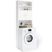 Mobile per Lavatrice Mobiletto da Bagno Armadio 2 Ante e 2 Ripiani 63x20x185cm
