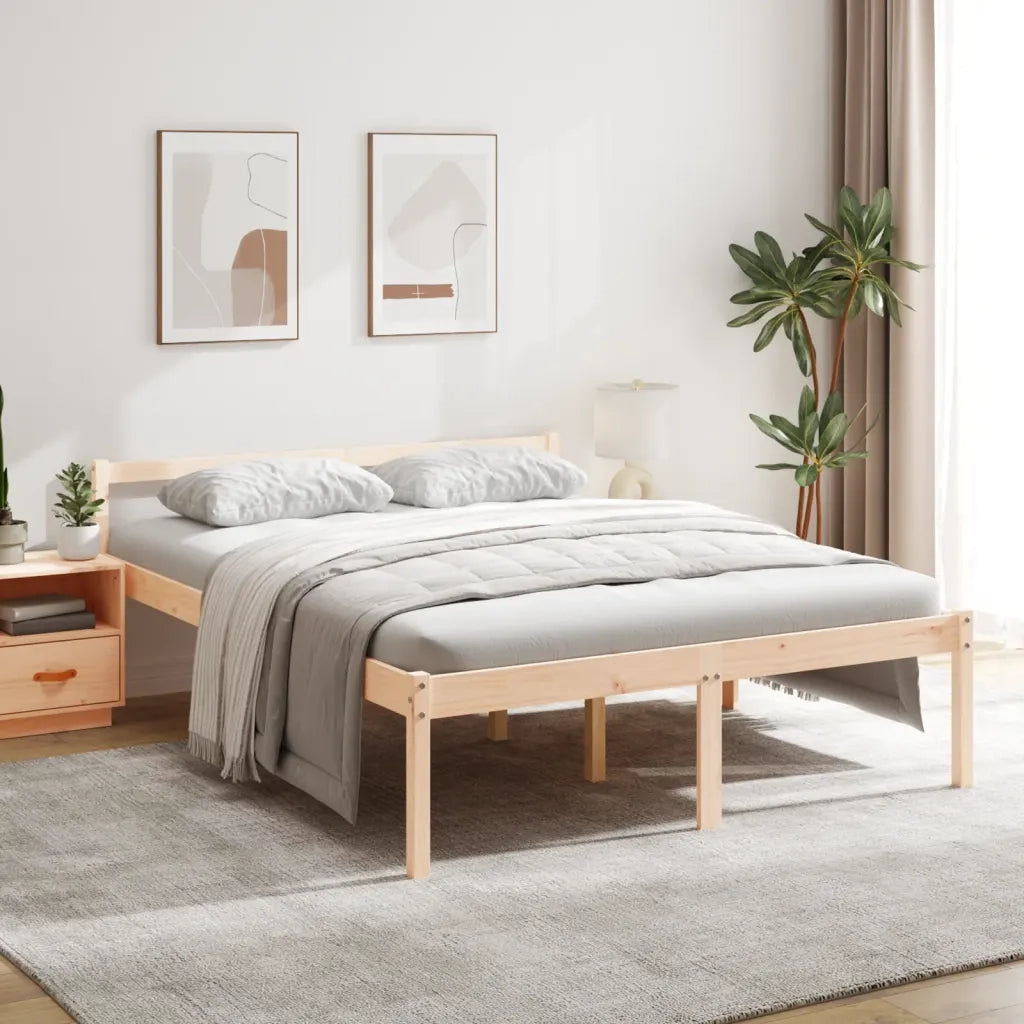 Letto per Anziani 160x200 cm in Legno Massello di Pino 810624