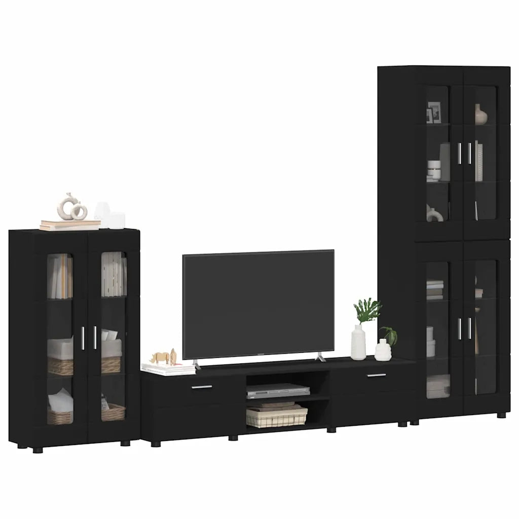 Set mobile TV con cassetto FLORIN 3 pcs Nero Legno multistrato