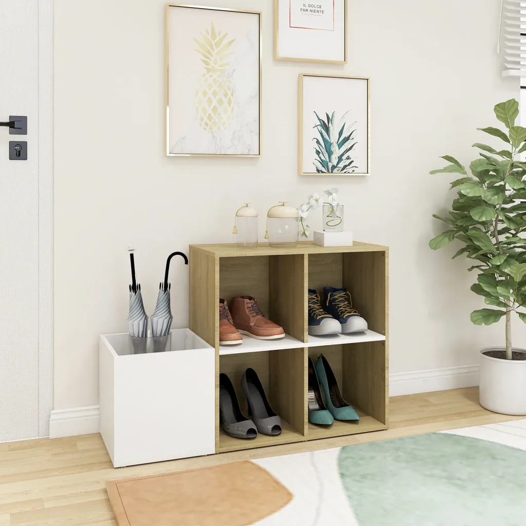 Scarpiera Ingresso-Scaffale per scarpe Bianco Rovere Sonoma 105x35,5x70 Multistrato
