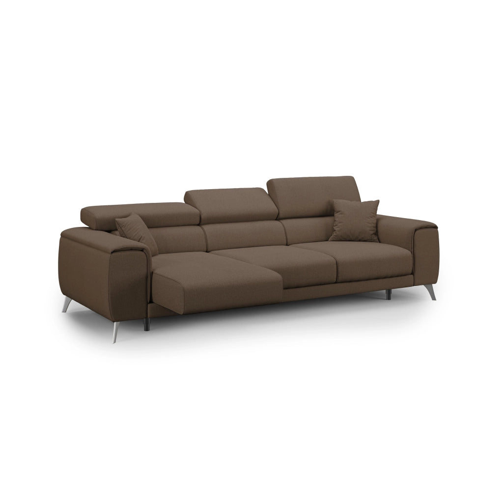 Fusion Divano con 3 sedute allungabili in tessuto smacchiabile T05 260 cm marrone