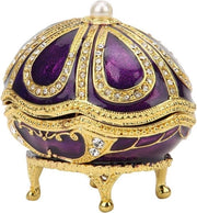 Cassa da gioielli a forma di uovo Fabergé in ebanite con decorazioni a strass.