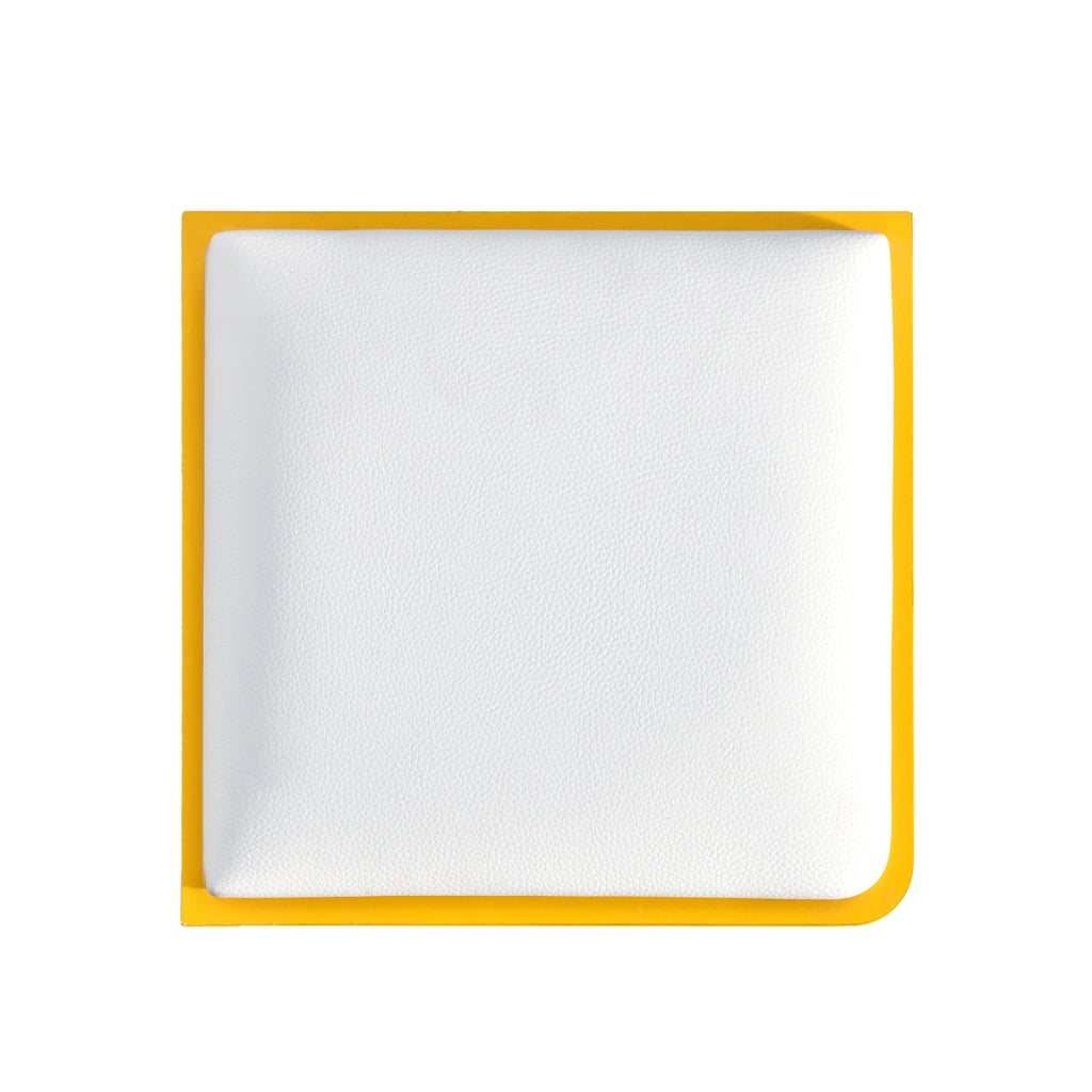 TAVOLINO DA CAFFÈ rialzabile 100 x 50 x 43 cm Bianco e Giallo, Set con 4 sgabelli