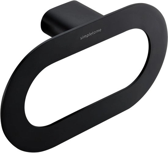 Sostegno per asciugamano per parete della doccia Anello per asciugamano Cinghia in acciaio inossidabile Design moderno e semplice (nero scuro)
