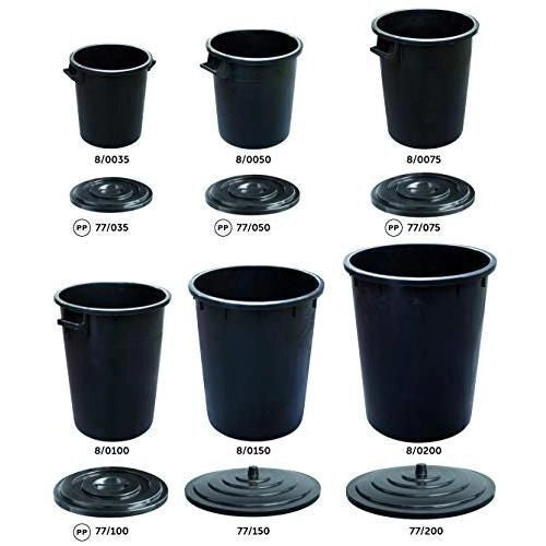 Bidoni Immondizia Plastica Nero Senza Coperchio Lt. 50