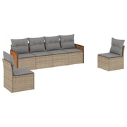 Set Divano da Giardino 6 pz | Set Salotto da Giardino con Cuscini Beige in Polyrattan