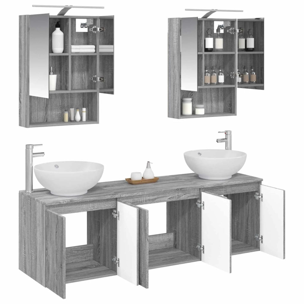 Set di Armadi da Bagno 5 pcs Sonoma grigio Legno ingegnerizzato 3406484