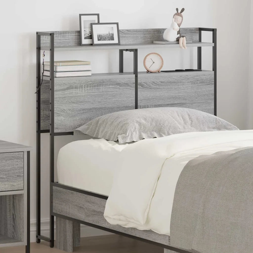 Testiera con lo scaffale-Testata contenitore Grigio sonoma 80 cm Legno multistrato