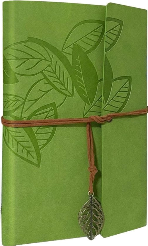 Notebook in Pelle PU con Pagine Interchangeabili - Diario da Viaggio A5 per Ragazze - Pagine Vuote - Verde Giallo Chiaro