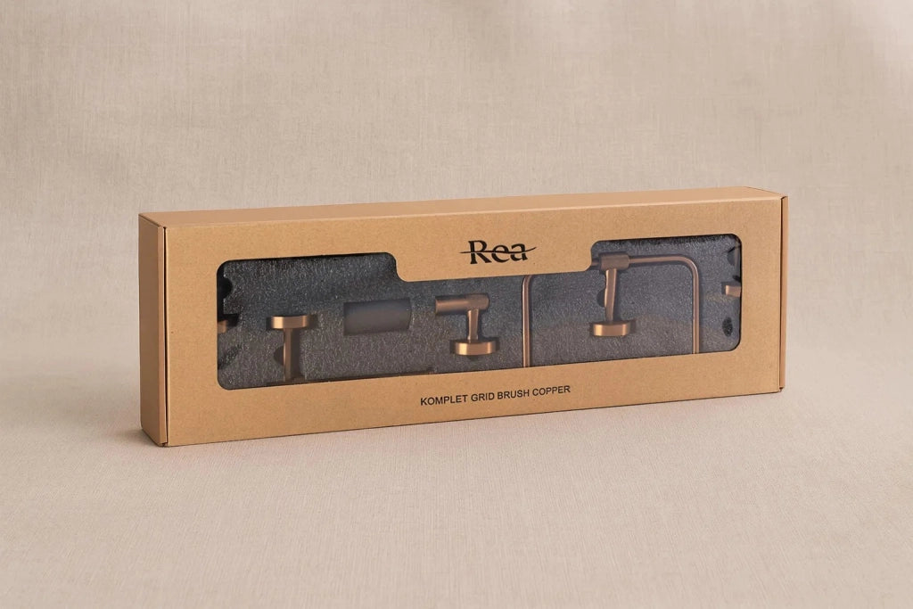 Set Accessori Da Bagno Grid Brush Copper 4 Pezzi