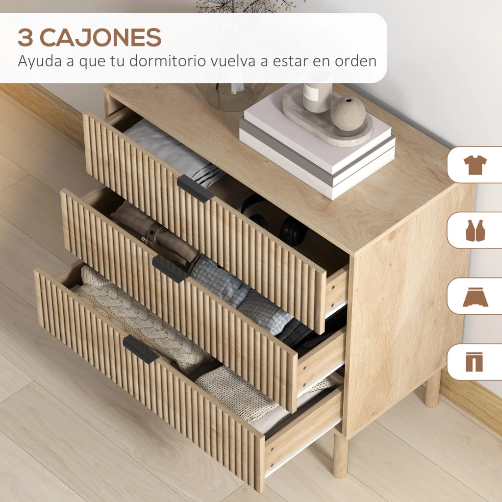 Cassettiera Com¨° Camera Legno Stile Nordico Moderno ¨C Zephmum ¨C 80x40x77,5 cm Quercia