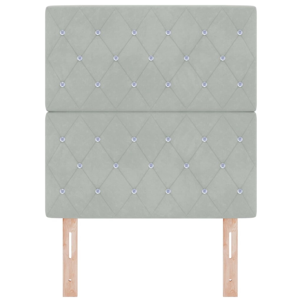 Testiera LED grigia chiara 80 cm in velluto