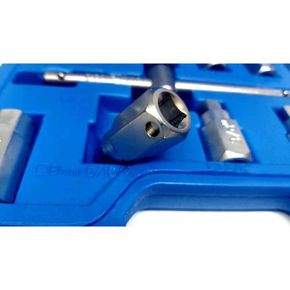 Trade Shop - Chiave Del Carter Quadrato Ed Esagonale Set 12 Pezzi Chiavi Universali A Bussola -