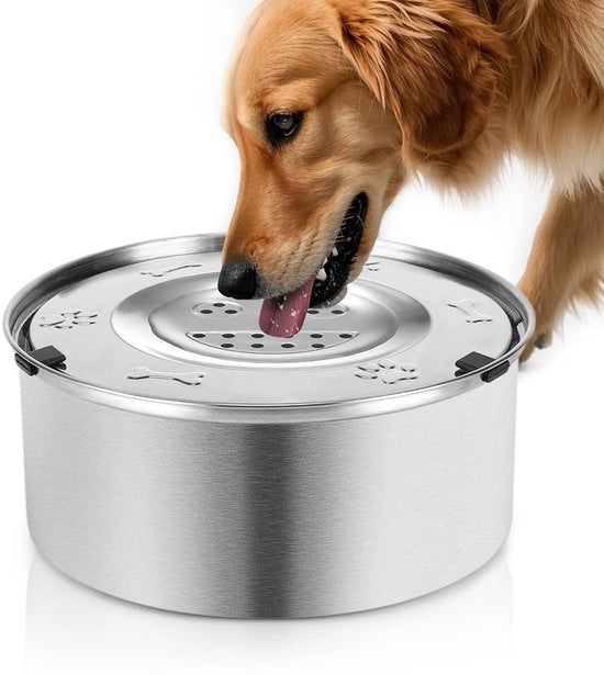 Beccuccia per cani in acciaio inossidabile da 3L – Imboccatura libera con fondo antiscivolo e antislip | Beccuccia lenta per viaggi, cani grandi e bevitori sanguinolenti | Resistentente al lavastoviglie (3L)
