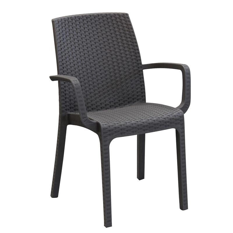 POLTRONA INDIANA IMPILABILE IN POLYRATTAN SINTETICO TAUPE
