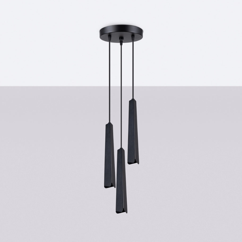 Lampada a sospensione tubi tripli nera REFLEX 3xG9