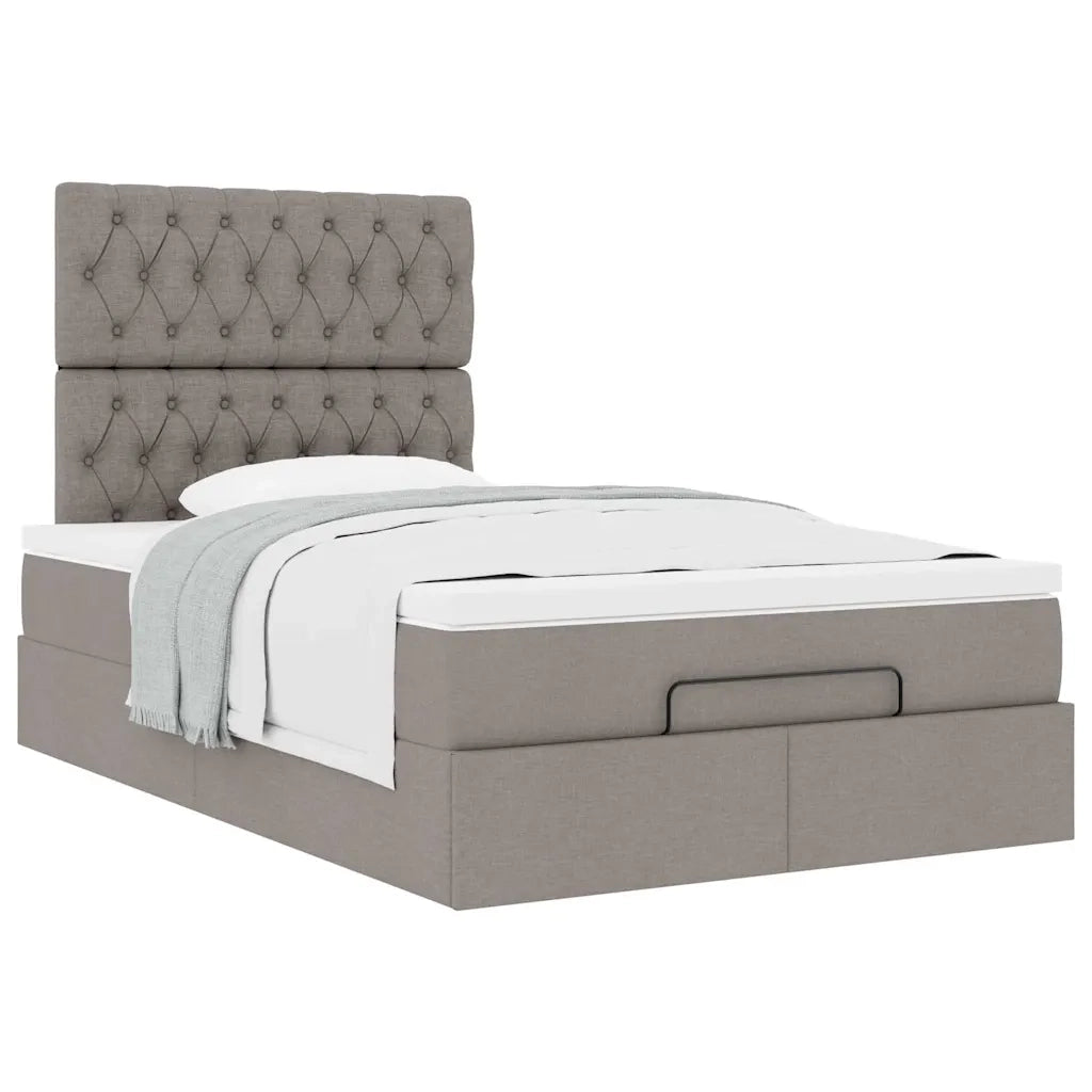Struttura Letto Pouf con Materasso Tortora 120x200cm in Tessuto 3313234