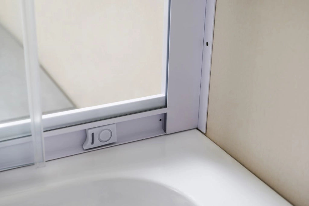 Box Doccia Angolare Cristallo 4 MM Serigrafato Telaio in Alluminio Bianco - Misura: 70 x 80 x 185h 