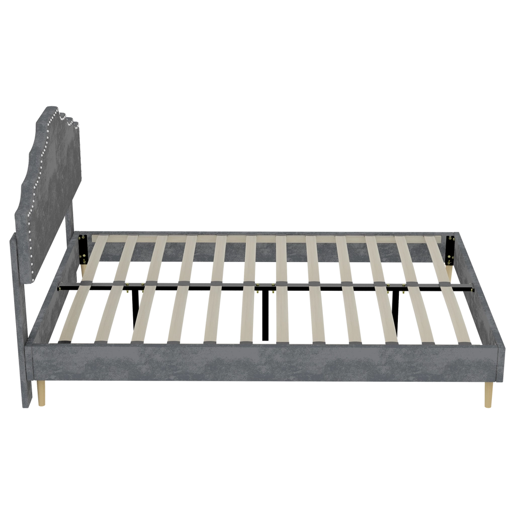 letto moderno tessuto e metallo grigio 140 x 200 cm