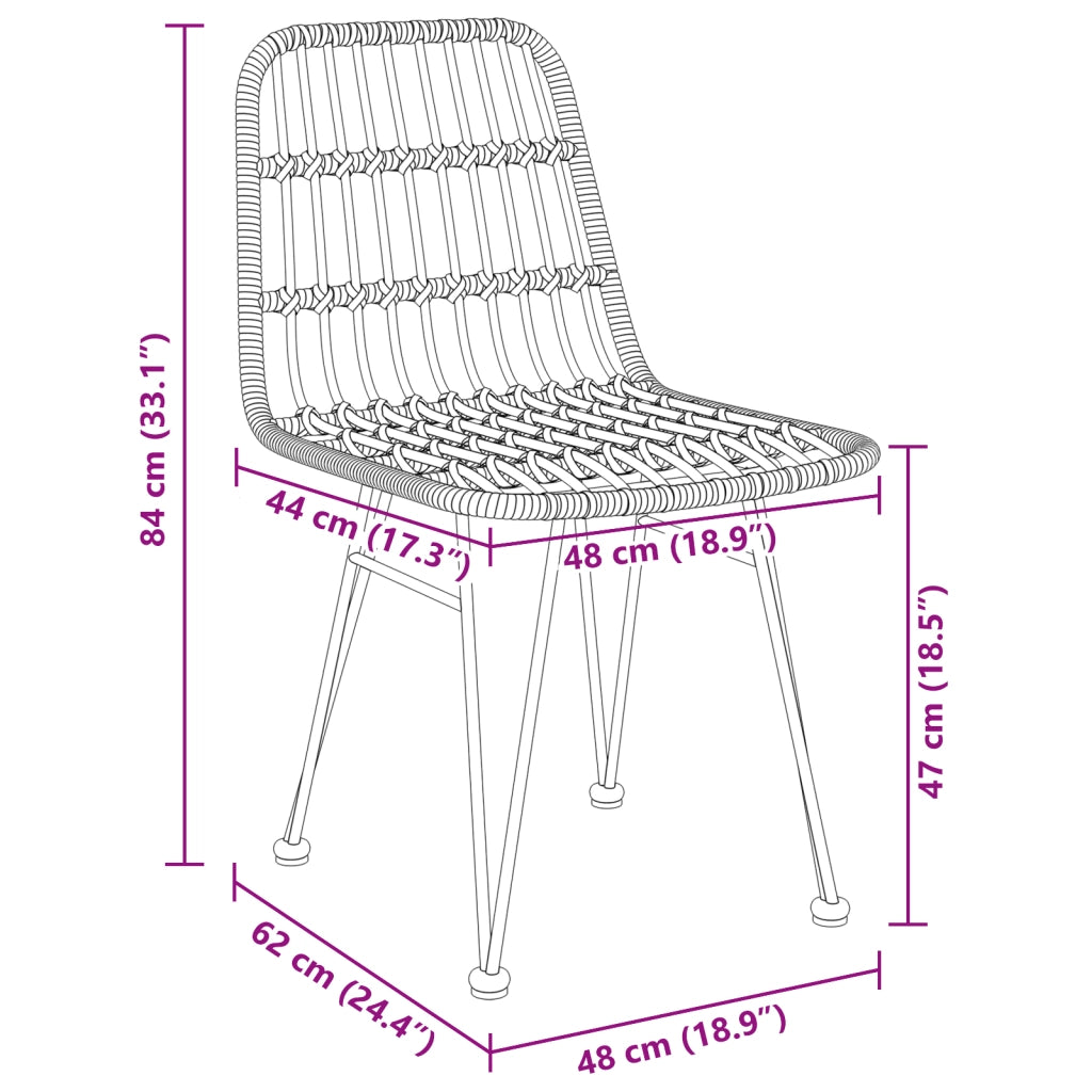 Set da Pranzo da Giardino 7 Pezzi Marrone in Polyrattan