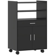 Mobile Cucina Multiuso 59x40x92 cm con Ripiano Estraibile in MDF Nero