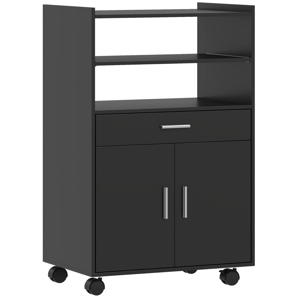 Mobile Cucina Multiuso 59x40x92 cm con Ripiano Estraibile in MDF Nero