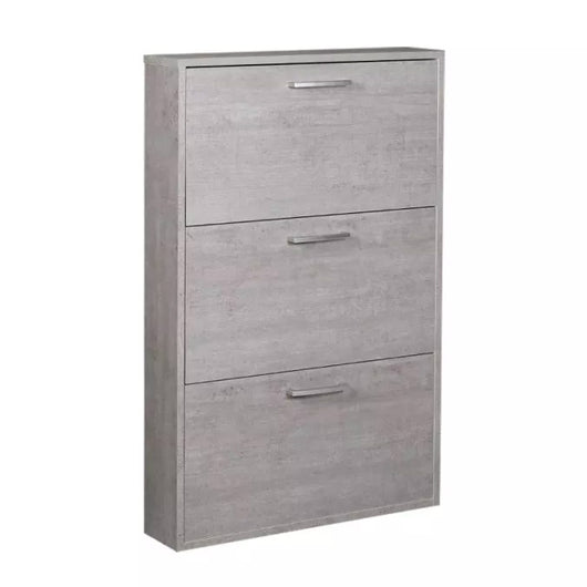 Scarpiera Salvaspazio 3 Ante 9 Paia 65x15x99,6 cm in Truciolare Nobilitato Cemento