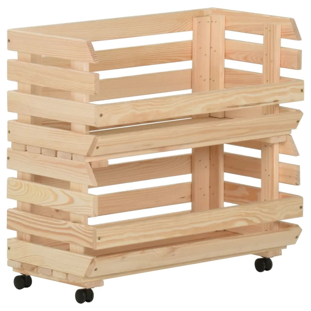 Carrello Portaverdure 57x30x80 cm in Legno Massello di Pino