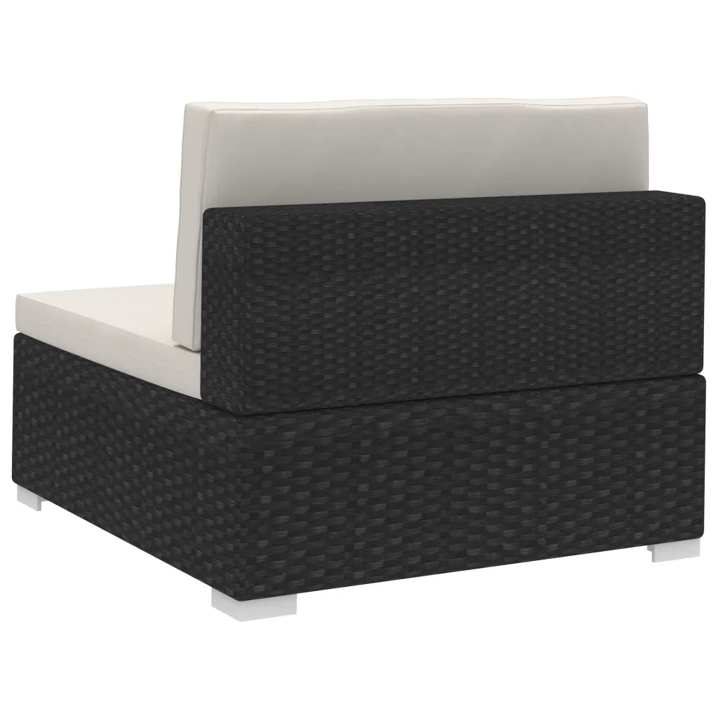 Set Divani da Giardino 4 pz | Set Salotto da Giardino con Cuscini in Polyrattan Nero