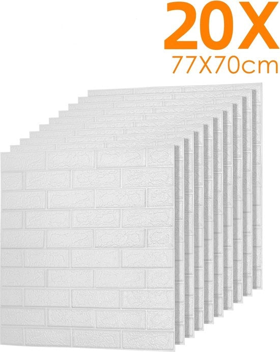 Pannelli 3D - 20 Pezzi - Stickers per Parete - Pannelli per Parete - Tegole per Parete - Rivestimento Autocolante - 70x77 cm - Decorazione per Parete Idroresistente