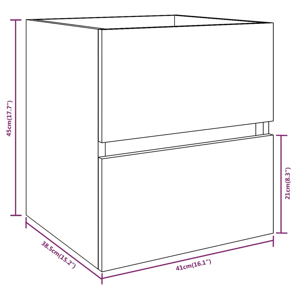 Mobile Lavabo Rovere Fumo 41x38,5x45 cm in Legno Multistrato