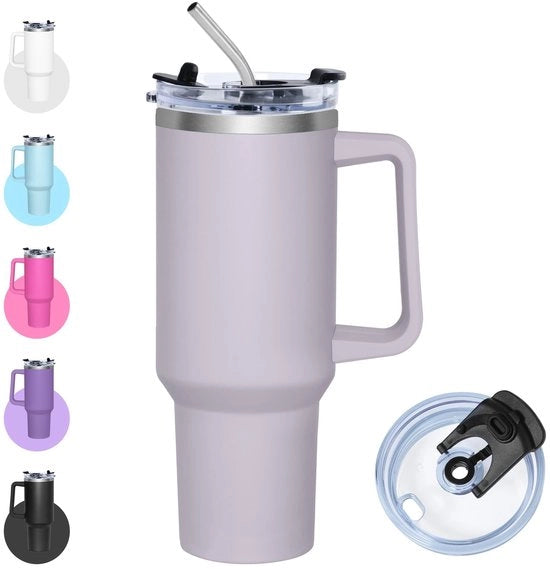 Termos 1200 ml - Bicchiere isolante - Coperchio a rientro/Flip-top - Acciaio inossidabile - Freddo/caldo - Maniglia - Tazza da caffè