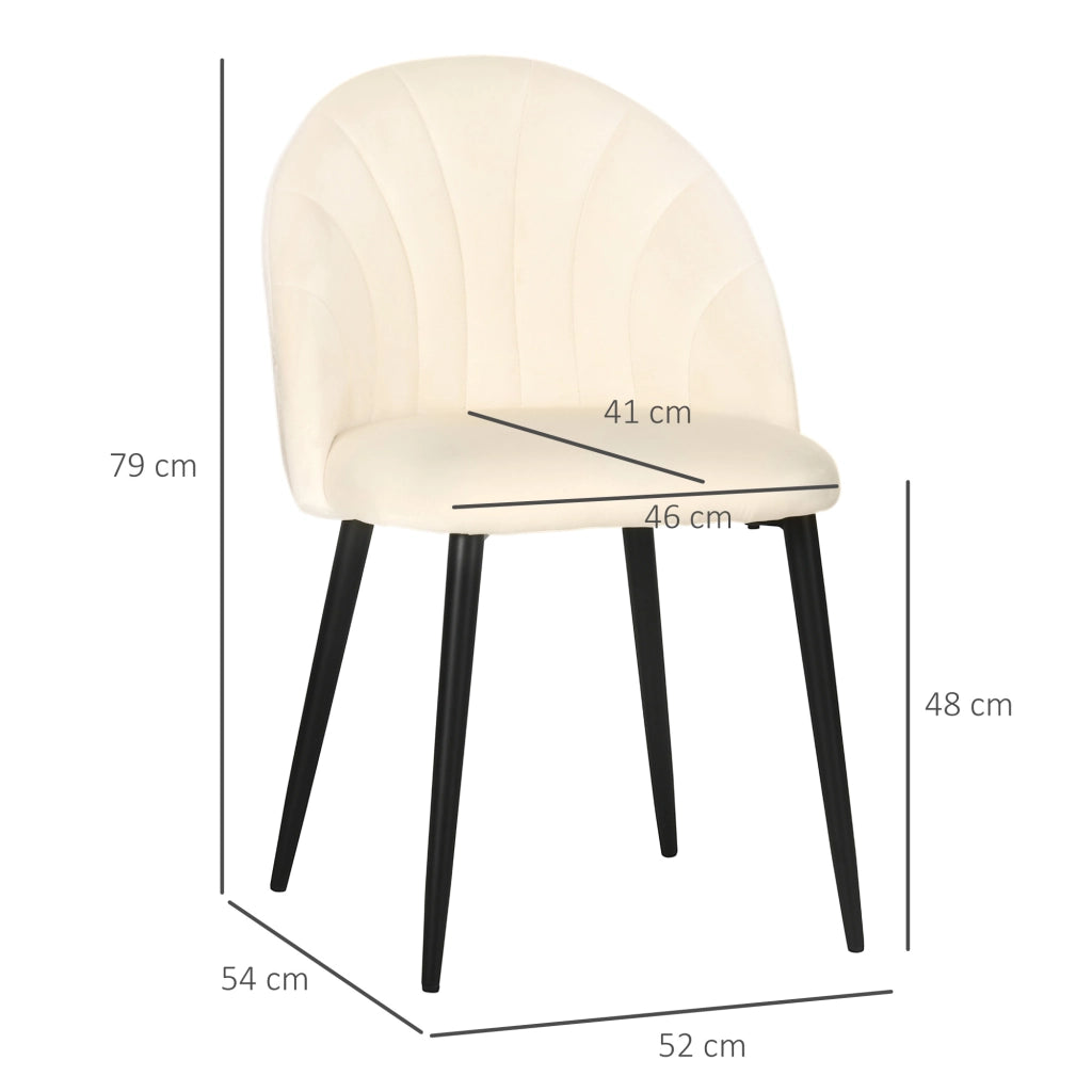 Sedia da Pranzo con Schienale a Conchiglia ¨C Zephmum ¨C Velluto Beige con Gambe in Metallo