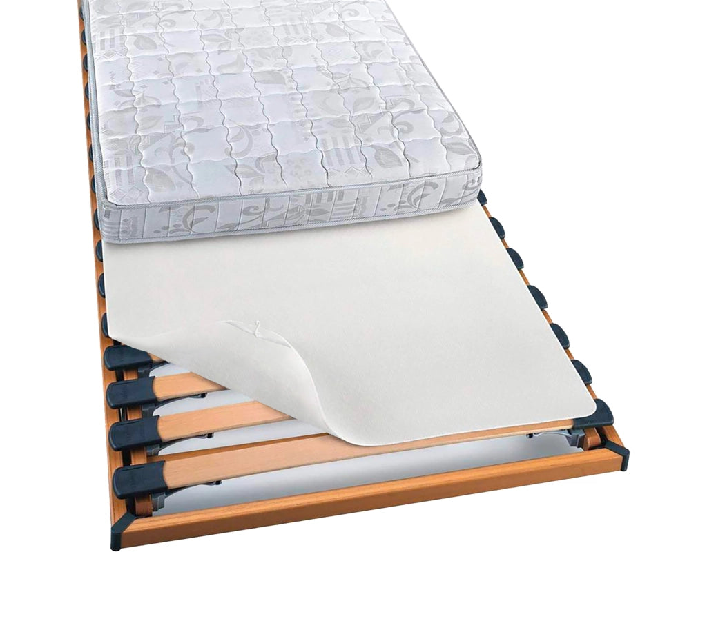 Coprirete In Feltro Anallergico Traspirante Con Lacci E Ganci Proteggi Doghe Lavabile Antiacaro Prodotto Italiano - Bianco - 140x190cm
