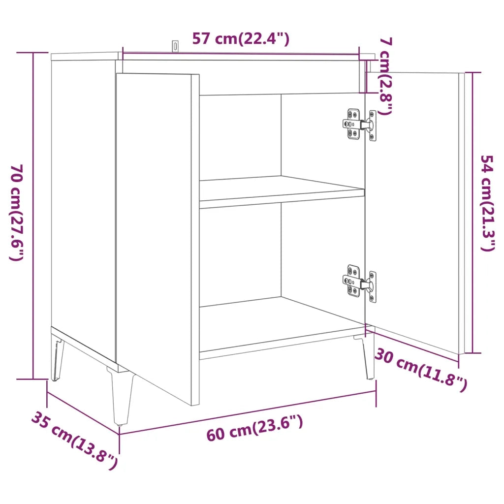 Credenza Rovere Fumo 60x35x70 cm in Legno Multistrato 815159