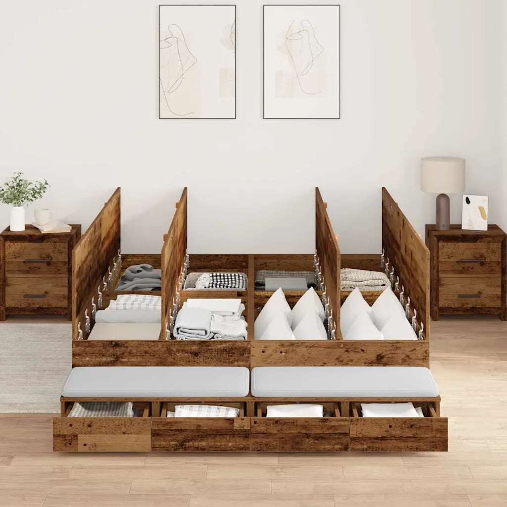 Struttura letto con contenitore Legno vecchio 135 cm 3335707