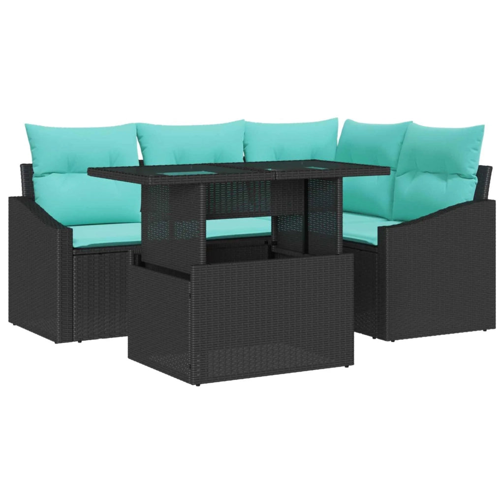 Set Divano da Giardino con cuscino 6 pcs Nero e crema 3349003