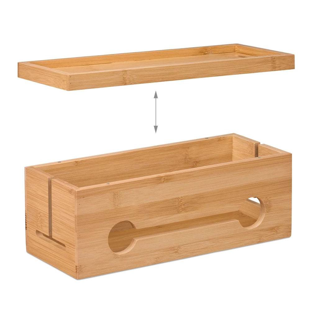 Pratica scatola copricavi per mobile TV 60 x 20 x 15 cm custodia sicura in bambù naturale 13_0016040