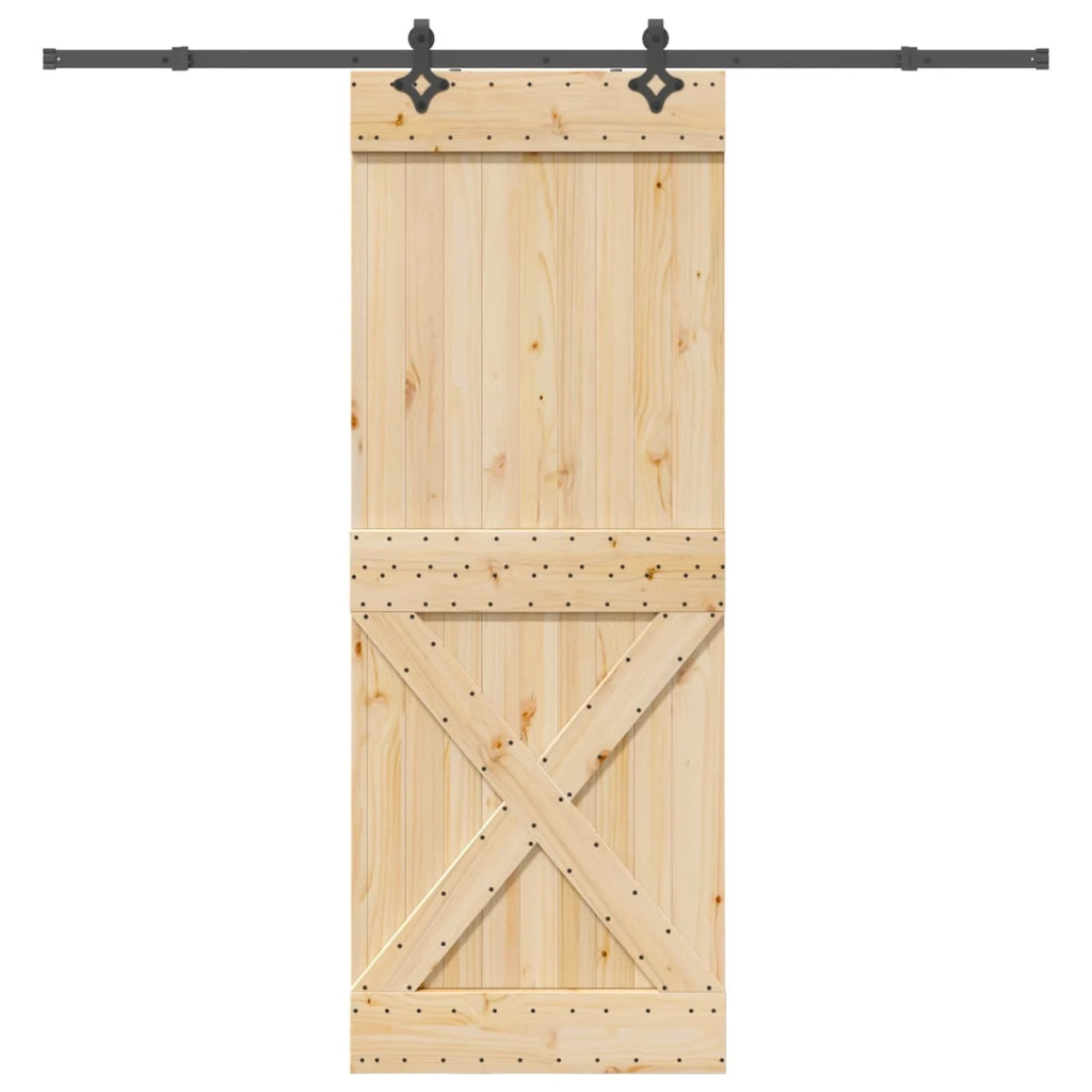 Porta scorrevole NARVIK Naturale e Nero 85 x 210 cm (213,5 cm) 3445379