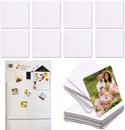 Set di 16 magneti per frigorifero con sublimazione, decorativi bianchi, personalizzabili, fotomagneti per la cucina, il frigorifero, il forno a microonde, la parete, 6,5 x 6,5 cm, bianco