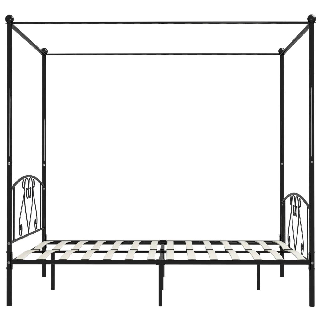 Giroletto Baldacchino senza Materasso Nero 200x200 cm Metallo
