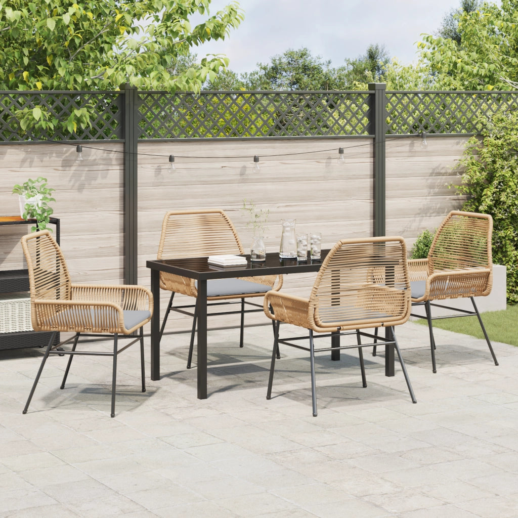 Set da pranzo da giardino 5 pezzi con cuscini Marrone Polyrattan