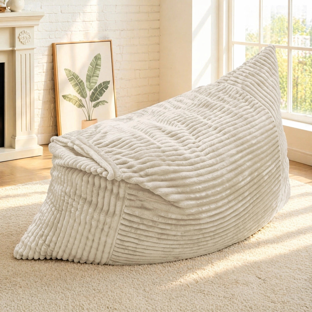 POLTRONA SACCO 3-in-1 in Corda Vellutata Bianca