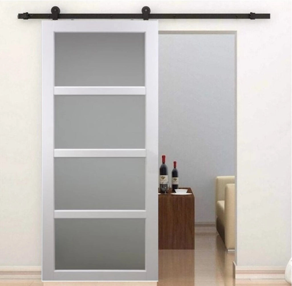 Porta scorrevole tana blanco larghezza 73 + binario in acciaio nero