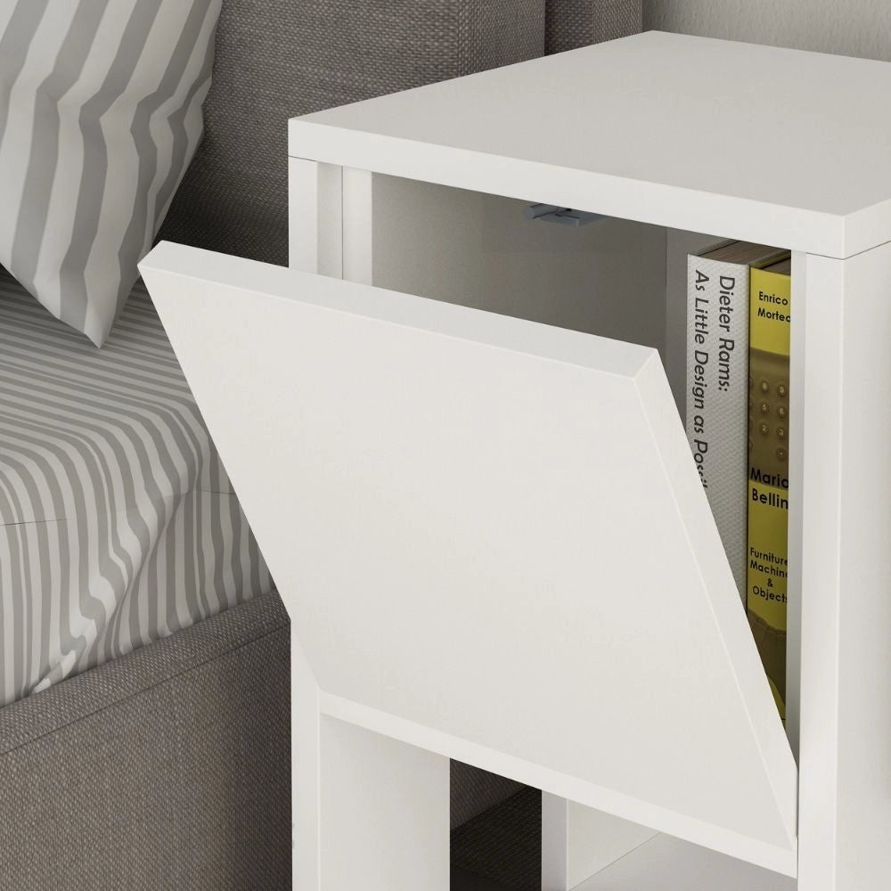 Comodino bianco 30x30x55 cm anta ribalta