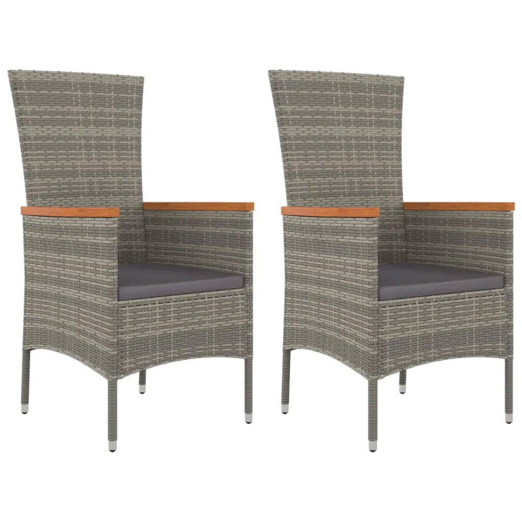 Set da Pranzo da Giardino 3 pz con Cuscini in Polyrattan Grigio 3157534