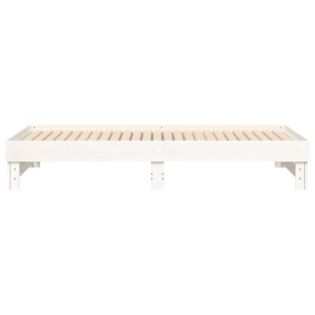 Dormeuse Estraibile Bianca 2x(80x200) cm Legno Massello di Pino