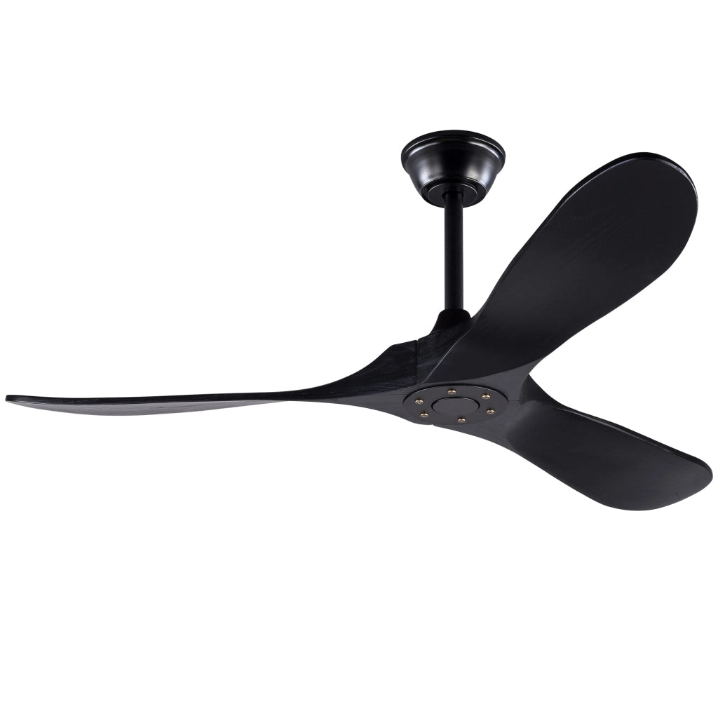 Ventilatore da soffitto 52 pollici senza luce; 3 pale in legno e telecomando; nero