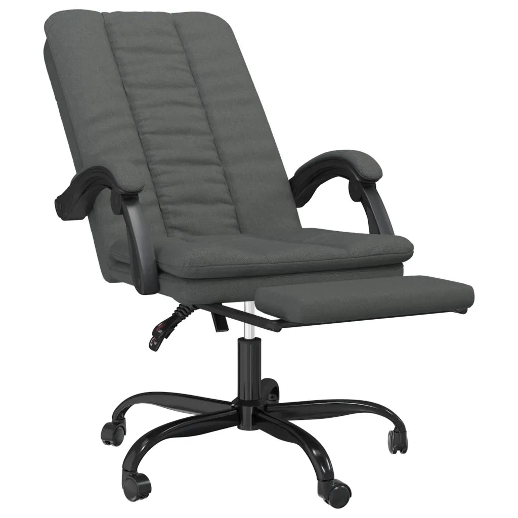 Sedia da Ufficio | Sedia da Gaming Reclinabile Grigio Scuro in Tessuto