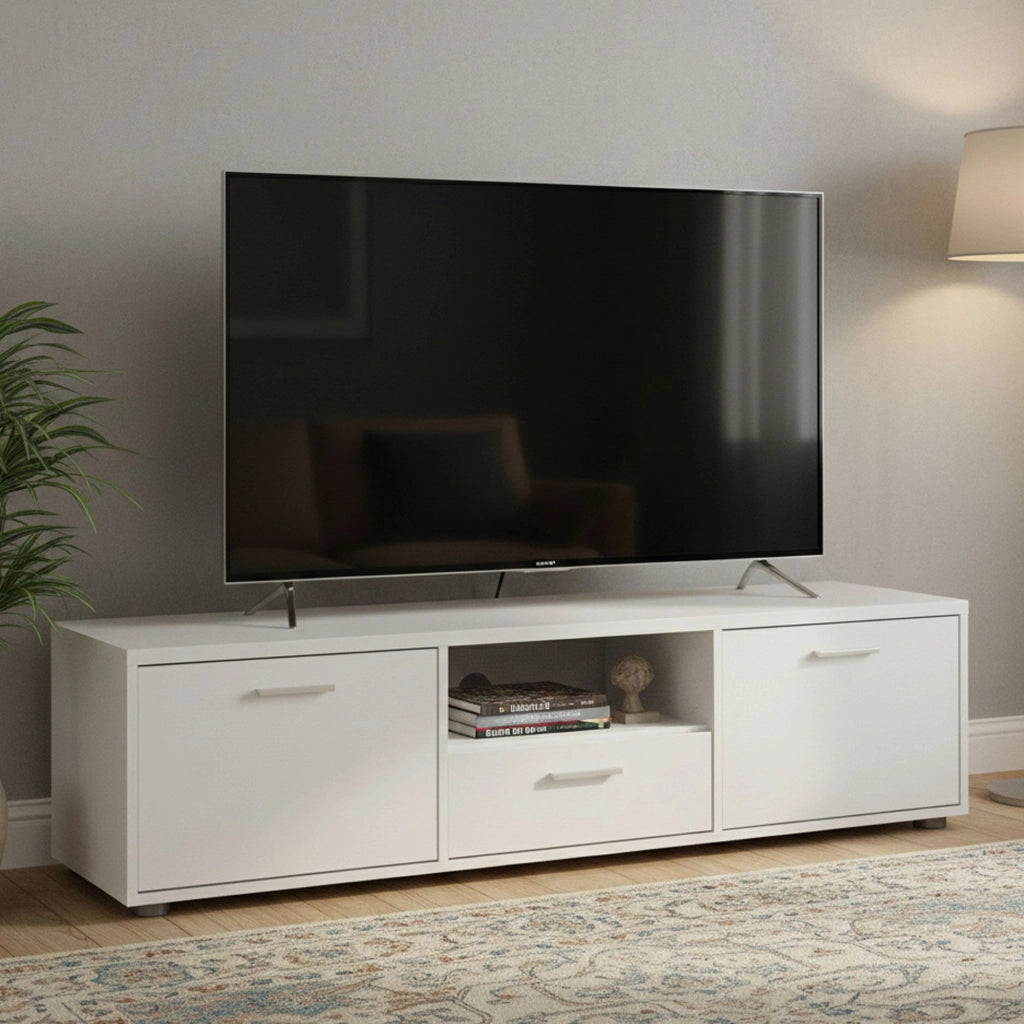 Charo, Mobile Porta tv un Cassetto, 147.2x39.8x38.4h cm Bianco